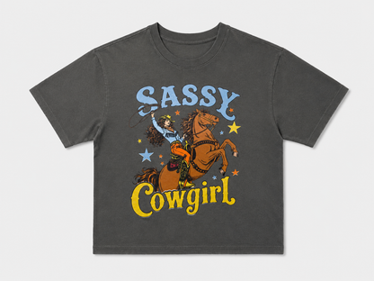 ALANI Sassy Cowgirl Graphic T-Shirt - Ladies Summer Short Sleeves Top