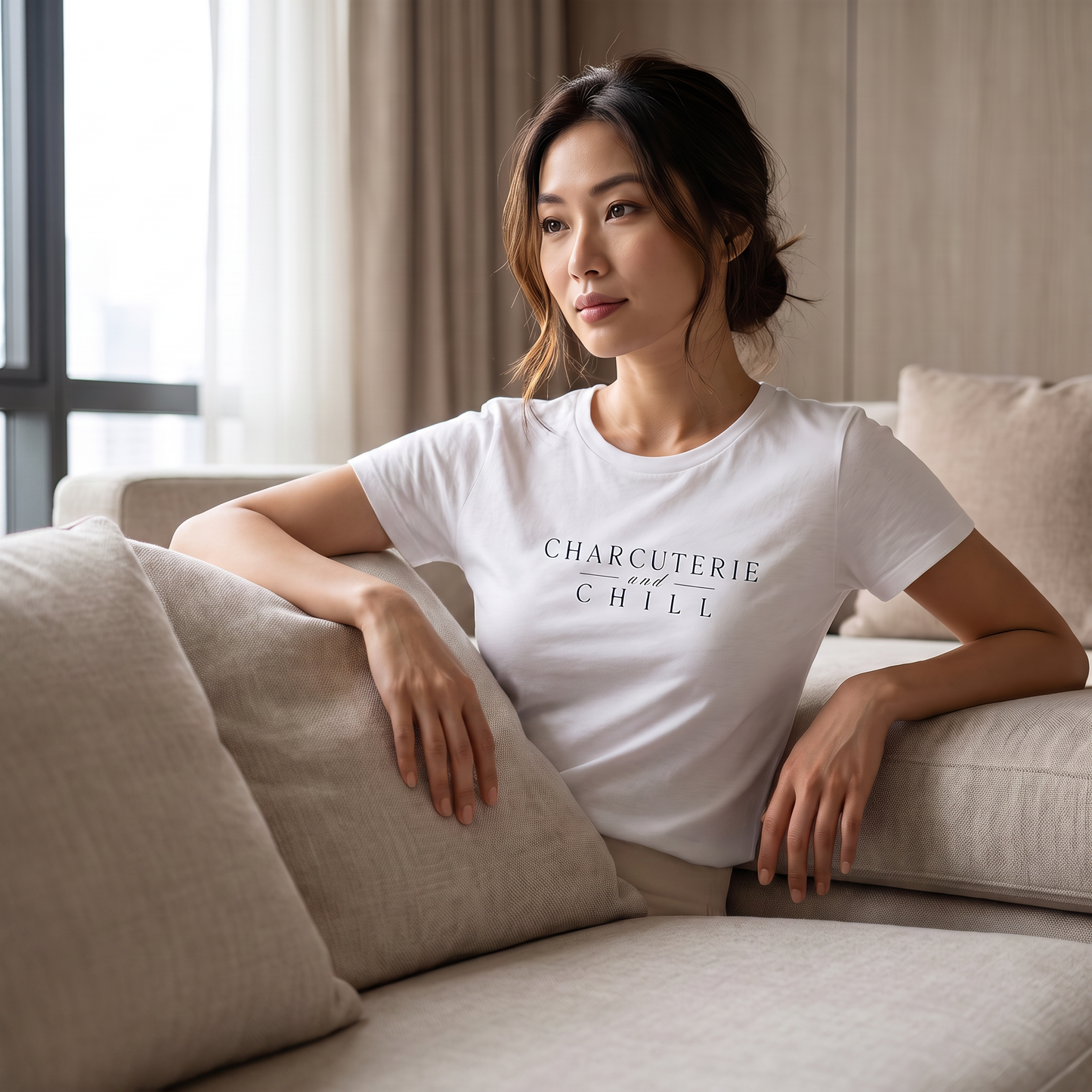 ALANI Charcuterie and Chill Women's Graphic T-Shirt - White Summer Tee