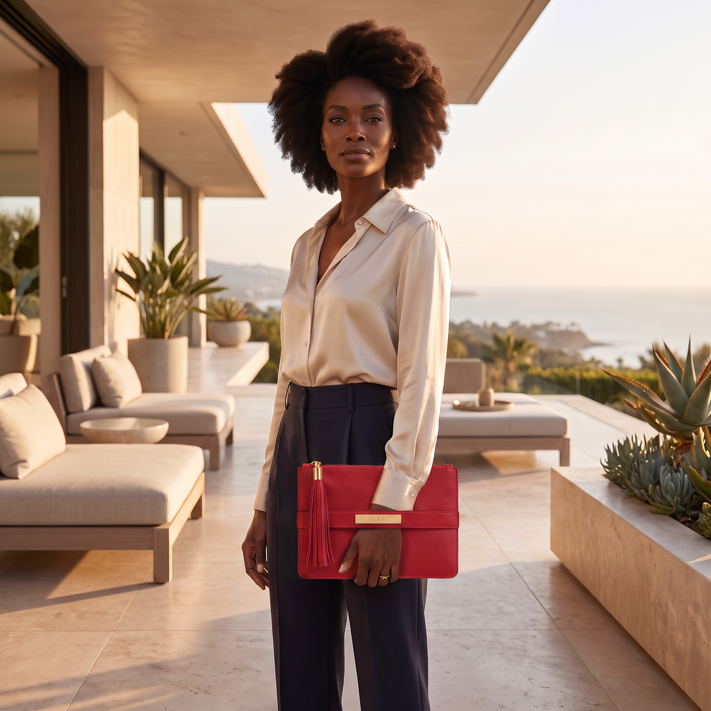 Victoria leather Clutch with strap
