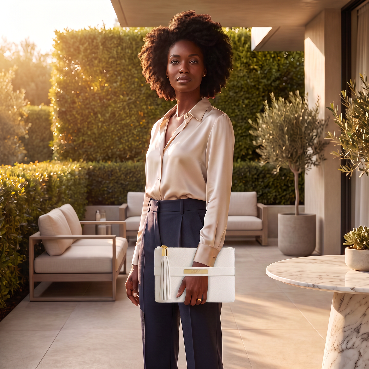 Victoria leather Clutch with strap
